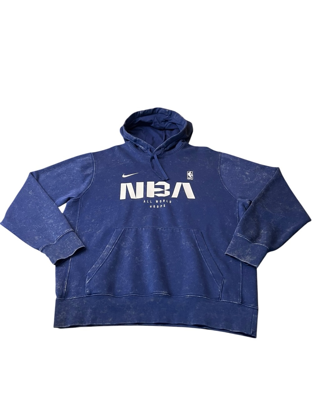 Men's Nike Blue NBA All World Hoops Club Washed Pullover Hoodie Size XL